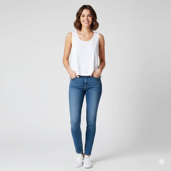 Aritzia Babaton Women's Tank Top Cropped Sleeveless Rayon White Flowy Size XS - Picture 4 of 9